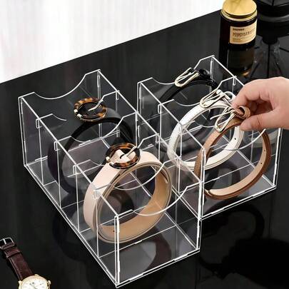 1pc Transparent Multi-Size Belt Storage Box, Detachable Assembly, Suitable For Waist Chains, Belts, Ties, Bow Ties, Daily Wardrobe Organization, Jewelry, Headbands And Other Accessories, Multifunctional Storage Box