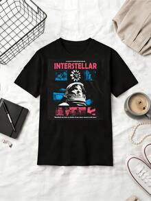 Interstellar Movie Graphic Tee Christopher Nolan Sci-Fi Space T-Shirt - Black - View 6