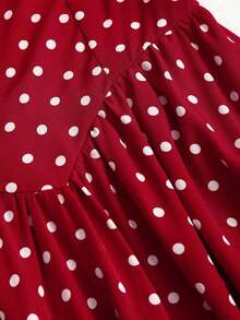 Sweetro Vestido con estampado de lunares estilo francés vintage con espalda descubierta y cintura anudada, color rojo, para mujer - Rojo - Ver 5