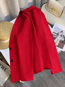 Chaqueta de blazer ajustada de manga larga y sexy para mujer, conjunto verde, chaqueta de traje para mujer, blazer verde para mujer, blusas sociales, ropa de oficina para mujer, ropa de negocios profesional, abrigo de invierno para mujer verde - Rojo - Ver 2