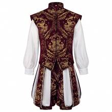 Men Cosplay Clothing - High-end Medieval Court Set In Red (in Stock) - View 11
