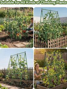 1 Set A-Frame Metal & Detachable: Garden Trellis Set, Composed Of 120Cm*40Cm Plant Support Including Connector Accessories, Climbing Net And Plant Support, Climbing Vine Grape Cucumber Frame, Vegetable Support, Courtyard Flower Plant Support Rod - Multicolor - View 5