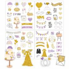 Set de 5 pegatinas de tema de novia acuarela, Set de 4 piezas, incluye pegatinas de embalaje, pegatinas de regalo festivo, pegatinas de programación, adecuado para recuerdos de boda, planificación de bodas, libro de visitas de bodas, planificación del Día de San Valentín, útiles escolares, vuelta al cole, pegatinas autoadhesivas multicolor, álbum de fotos hecho a mano, tarjetas de felicitación, embalaje de regalos, sellado de sobres, recuerdos de fiesta, invitaciones y manualidades DIY - Pegatinas para bodas, 4 diseños/set - Ver 12
