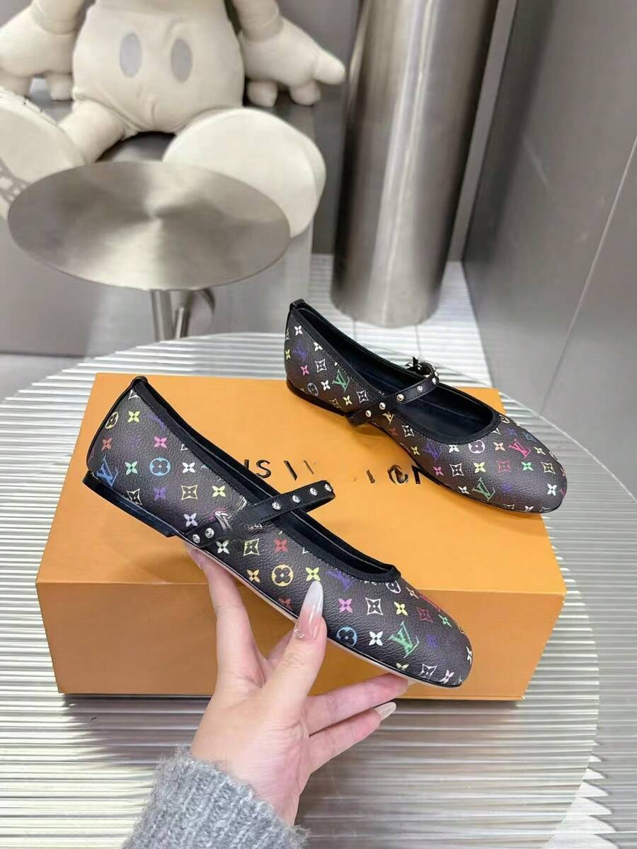 Women's High Heels, Women's Flats, Women's Sandals, High-Heeled Shoes, Spring And Autumn Ballerina Flats For Women, Denim Mary Jane Shoes With A Round Toe, Metal Buckle And A Strap. - 3 - 查看 1