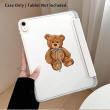 1 buah Casing Pelindung Tablet Akrilik Kristal Motif Beruang Lucu dengan Stand, Kompatibel dengan Honor/Apple/ dan Model Tablet Populer Lainnya, Dapat Dilipat Anti-Tekuk, Sudut Diperkuat Silikon, Fungsi Bangun/Tidur Otomatis, Slot Pena Terintegrasi, Stand Lipat Multi-Sudut - Perlindungan Harian Sempurna, Hadiah Ideal - MultiWarna - View 4