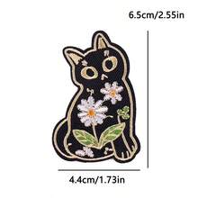 Bộ 3 miếng vá thêu hình mèo và hoa, miếng vá ủi lên quần áo, hình động vật hoạt hình, huy hiệu dán nhiệt DIY. - nhiều màu - Xem 3