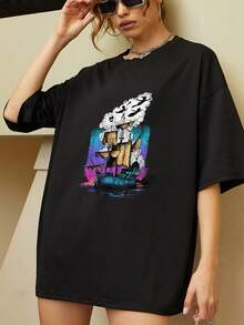 Sailboat Sailing At Sunset With Clouds Forming Birds Symbolizing Freedom And Dreams That Soar Across The Horizon. Soft And Comfortable Women's T-Shirt For Everyday Wear. - 黑色 - 查看 6