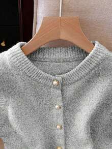 Chaleco de mujer elegante y minimalista, de estilo francés, versátil y elegante - Gris - Ver 2