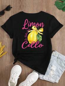 Women's Black Oversized Summer T-Shirt With "Nashville Music City" And Guitar Print. Loose-Fitting Crew Neck T-Shirt With Vintage Guitar And Rose Design. - YH506-黑色 - 查看 3