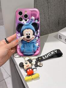 Disney Mickey Mouse Phone Case With Mickey Charm And Mickey Lanyard - Cute Mickey Mouse Protective Case With Blue Hoodie And Butterfly Design, Equipped With Delicate Mickey Decorative Lanyard For Easy Carrying, Compatible With IPhone 17, 16, 15, 14, 13, 12, 11 Pro Series, Ideal For Birthdays, Holidays, Anniversaries, Graduation Gifts, Or Any Special Occasion To Surprise Family, Friends, Classmates, And Loved Ones. - trắng - Xem 3
