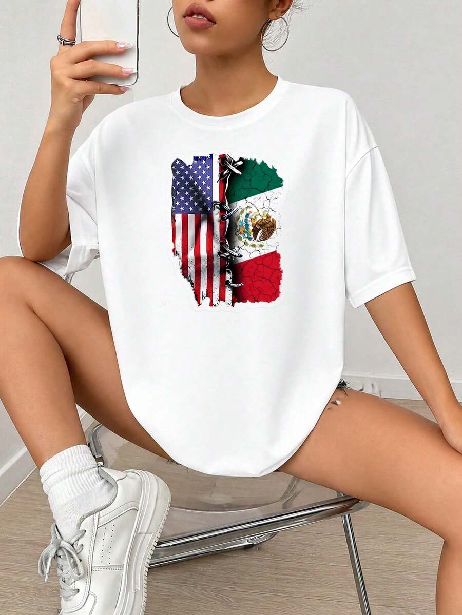 Estados Unidos México Diseño dividido Fl-ag con textura agrietada y detalles de cremallera Impresión gráfica para pegatinas de pared de arte decorativo.jpgRegalos personalizados: Camisetas para mujer con estilos que van desde lo moderno, hippie, casual y minimalista. Ropa masculina personalizada única, armarios cápsula y prendas básicas/urbanas para hombre. Regalos ideales para novios, familiares y amigos, adecuados para cumpleaños, vacaciones, colegio/competiciones, deportes/escalada y más, así como para la moda de otoño y eventos urbanos. Blanco verano.