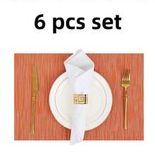 Place Mats Table Placemat Washable Non-Slip Heat Insulation Woven Vinyl Set Of 6 - Orange - View 8