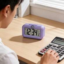 1 pieza Reloj electrónico de color macaron refrescante, con opciones de multicolor, que muestra la hora/fecha/semana/temperatura en una sola pantalla, diseño de bajo consumo, reloj de escritorio minimalista adecuado para el hogar y la oficina - 1PC - Ver 4