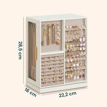 Avilia Organizer Gioielli Rotante a 360° con Cassetti, Ganci e Rivestimento in Velluto - Bianco - Visualizzare 5