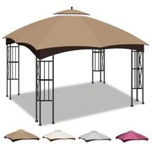 10 X 12 Replacement Gazebo Canopy Top For Lowe's Allen Roth Gazebo, Double-Tier Gazebo Roof Cover With Air Vent,Heavy Duty Canopy Roof Gazebo Top 10X12 Gazebo Cover (Top Only) - Khaki - View 2