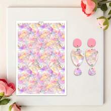 1pc Colorful Flower Leopard Pattern Print Polymer Clay Transfer Paper, Suitable For Creating Jewelry, Earrings, Transfer Paper DIY Handmade Mold - 1Pc - View 13