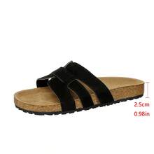 Sandal Selop Retro Suede Lembut dengan Sol Gabus, Sandal Outdoor dengan Tali Silang Longgar - Hitam - View 9