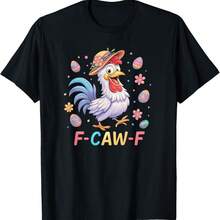 F-CAW-F Easter Funny Viral Chicken Meme T-Shirt - Black - View 1
