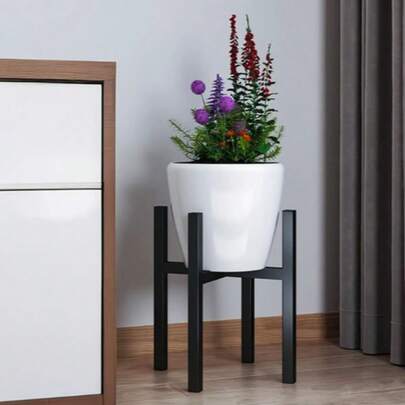 Suporte telescópico desmontável em ferro forjado para vasos e recipientes de flores, ideal para uso interno e externo, perfeito para decoração de jardins residenciais.