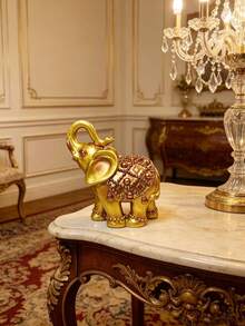 1pc Exquisite European Style Elephant Decor, Luxury Desktop Ornament For Living Room And Office, Housewarming & Business Opening Gift, Feng Shui Decoration, High-End Auspicious Accessory - Multicolor - View 10