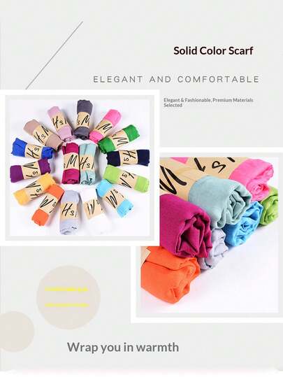 1pc Spring/Summer Solid Color Scarf, Vintage Artistic Tassel Silk Scarf Couple Style