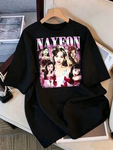 Twice Nayeon Retro Knockoff T-Shirt, Twice This Is For World Tour T-Shirt, Twice Retro Sweater, T-Shirt, K-Pop Group Twice World Tour T-Shirt - Black - View 6