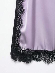 Blusa de satén y encaje blanca, elegante y de moda para mujer, nueva colección de verano DEEKA - Púrpura malva - Ver 10