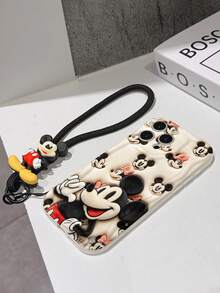 This Disney Mickey Mouse Lanyard Phone Case Is Fully Covered In TPU Material. It's Shockproof, Lightweight, And Compatible With IPhone17/16/11/13/15/15 Plus/15 Pro/15 Pro Max/12/14 Pro Max/11 Pro Max/12 Pro/12 Pro Max/13. This Phone Case Makes A Popular Birthday Gift Or Business Gift; It's Durable, Stain- And Fingerprint Resistant, And Suitable For Both Men And Women. The Set Also Includes A Mickey Mouse Phone Case And A Mickey Mouse Plush Bracelet. It's A Perfect Gift For Friends And Family. This Stylish Phone Case Is Fun, Lightweight, And Durable. IPhone17 Pro Max Phone Case, Minnie Mouse Phone Case. - White - View 5