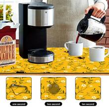 1 pieza Tapete de secado de platos, Tapete para máquina de café, Fondo amarillo con patrón de flores blancas, hojas verdes y abejas, Tapete absorbente y de drenaje, Adecuado para mesa de comedor y cafetería, Tapete de drenaje multiusos, Regalo para el hogar, Decoración de escritorio - XYLSD-343 - View 7
