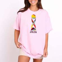 CAMISETA UNISEX DE MANGA CORTA CON TEMÁTICA DE LA COPA MUNDIAL 2026, NUEVA, DE ALGODÓN PURO, CASUAL, DE TALLA GRANDE, DE CUELLO REDONDO Y CORTA. - Negro - Ver 10