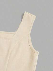 Camisa sin mangas con cuello cuadrado, cintura con lazo y rayas para el verano 2025 - Albaricoque - Ver 8