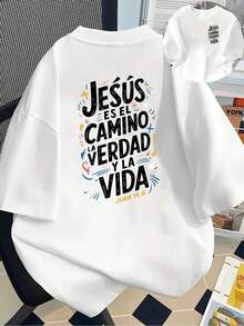 Camiseta de manga corta - Jesús es el camino, la verdad y la vida, cita bíblica - Camiseta estampada de moda para mujer, primavera/verano, ¡tu mejor elección! -Tela ligera y suave - Blanco - Ver 7