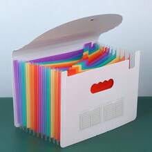 1pc Accordion File Folder, 25 Expandable Pockets Document Organizer, Portable File Bag With Blank Labels, Suitable For Home Office School Supplies - Rainbow Flap Accordion Bag - View 14