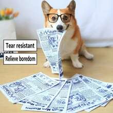1个趣味狗狗咀嚼报纸玩具，快乐小狗适用，适合所有犬猫 - 沙沙作响的报纸玩具，适合小型/中型/大型犬，布艺玩具，缓解无聊和焦虑，可水洗宠物玩具，无需电池，完美的宠物礼物 - 彩色 - 查看 11