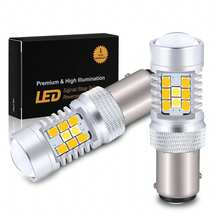 2 bóng đèn LED ô tô 7443 3157 1157, bóng đèn LED trắng vàng 28SMD, đèn CanBus, đèn xi nhan lùi, phụ tùng ô tô - 28smd - Xem 12