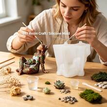 3D森林仙女女孩树脂硅胶模具 - 树脂浇铸模具，适用于多肉植物花盆、烛台、储物盆和花园装饰 | 柔韧硅胶模具，适用于夏季工艺品、节日礼物和DIY家居艺术项目 - 模具063 - 查看 5