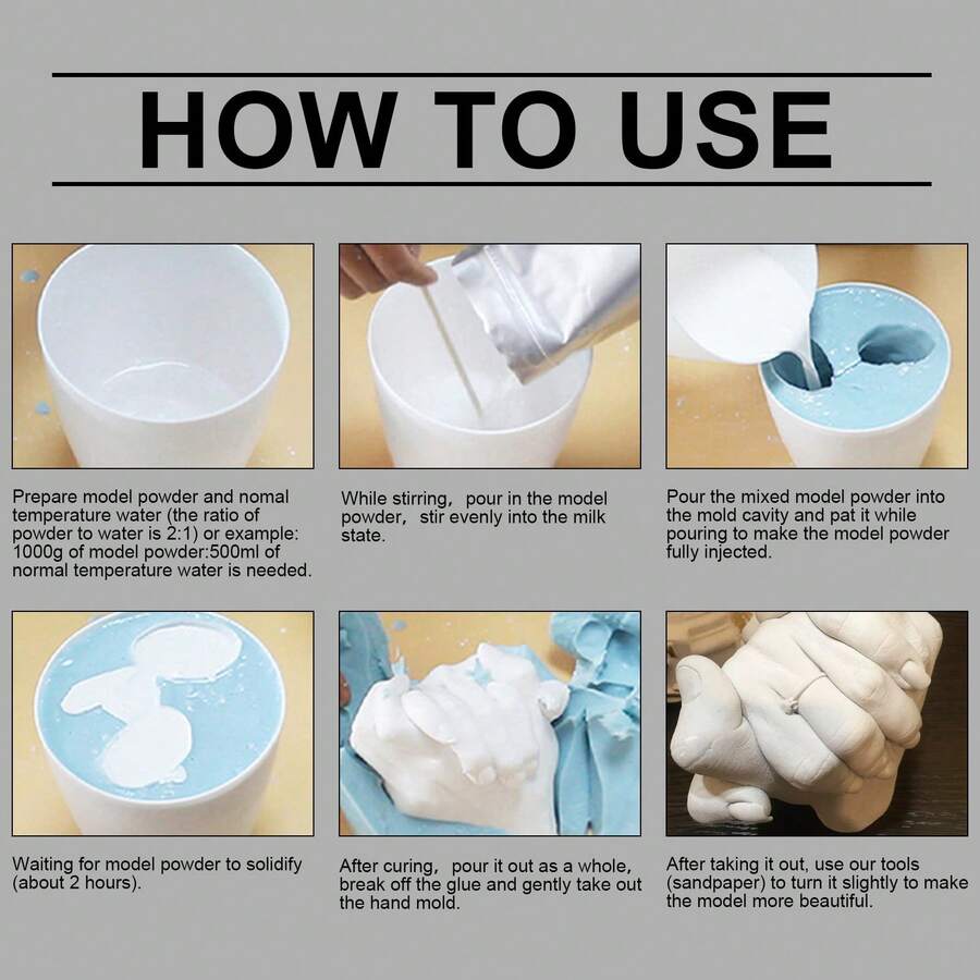 High-Quality Product Dowmoo Hand Casting Powder Set Model Making Hand Souvenir 3D Cloning Hand Model Toy - 1 - Xem 1
