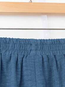 Pantalones casuales de unicolor para mujer, aptos para el verano - Azul 5 - Ver 6