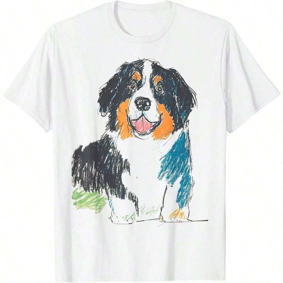 1 camiseta de perro de montaña de Bernas para todas las estaciones, 100% algodón, estampado a una cara, cuello redondo, manga corta, unisex, capa base, 180g, 100% algodón, los diseños están impresos. Unisexo. - Color 7 - Ver 1