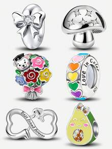 1 chiếc mặt dây chuyền hạt bạc sterling 925 lấp lánh hình bó hoa tốt nghiệp, phù hợp làm vòng tay DIY cho nữ - Hạt 1 - Xem 3