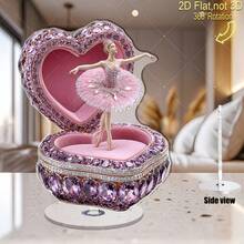 2D Rotating Ballerina Acrylic Art Piece With Heart-Shaped Jewelry Stand - 2D Flat Design, Suitable For Special Events, Elegant Gift For Weddings, Birthdays, Can Be Used As Dance Decor, Plastic Ballerina Figurine Can Serve As Centerpiece - Colorful - View 5