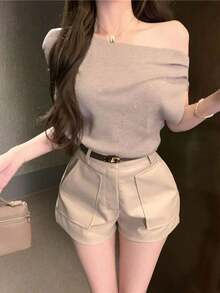Women Tops - Khaki - View 2