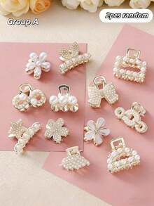 20pcs Elegant Alloy Small Hair Clips For Women, Pearl & Rhinestone Hair Clips, Minimalist Daily Hair Accessories Summer Outfits Claw Clips - Multicolor - View 21