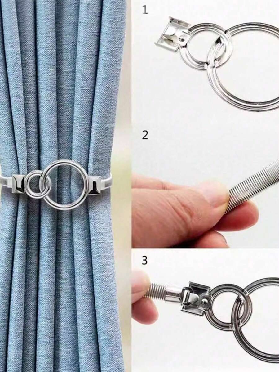 1 chiếc dây buộc rèm bằng kim loại, bền chắc, thiết kế độc đáo, dùng cho rèm cửa, rèm cản sáng. - 1PC - Xem 1