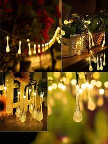 Solar Powered LED Colorful Teardrop Pattern String Lights, Waterproof Outdoor Lighting, Multi-Color Water Drop String Lights, Christmas And Holiday Garden Decoration, Bubble Ball, Suitable For Patio And Landscape Terrace, Waterproof Rating IP65 - A - View 11