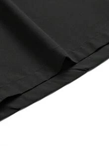 Plus Size Men's 7-Inch Sports Shorts, Black Baggy Pants, Zipper Pockets, Elastic Waist & Lightning Print, Summer Casual - Black - View 8