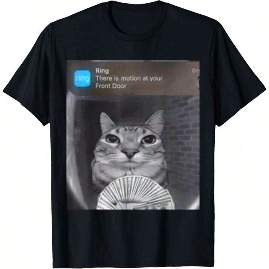 Camiseta con meme de Ring Cat con movimiento - Negro - Ver 1