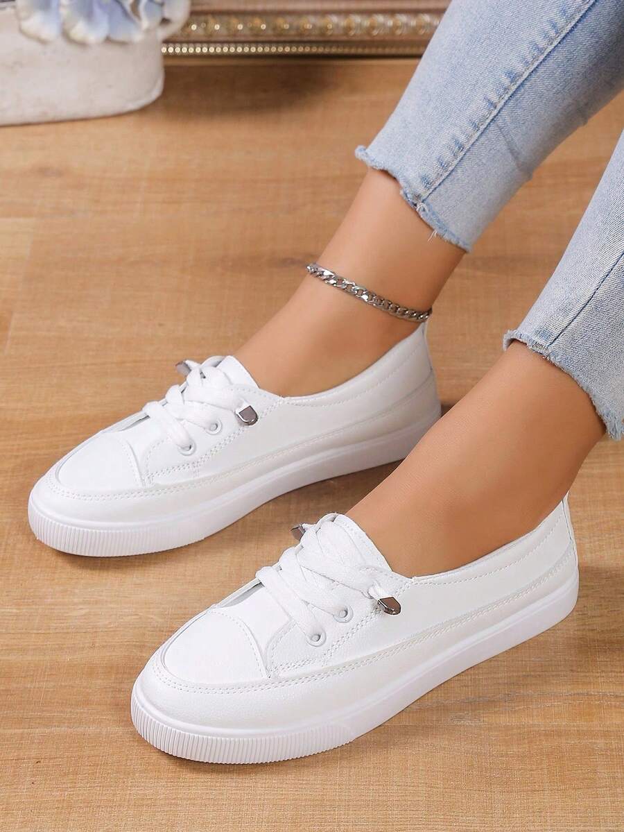 Women's Breathable Casual Flat Slip-On Shoes, Lightweight And Comfortable, Suitable For Casual, Sports And Daily Wear. - 白色 - 查看 1