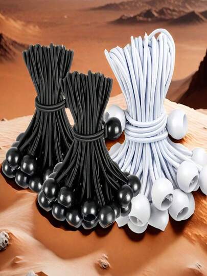 10pcs/20pcs/50pcs Outdoor Camping Tent Elastic Ropes, Plastic Ball High Elastic Ropes, Tie Belts, Elastic Trampoline Beach Net, For Fixing Camping Tents And Boat Poles