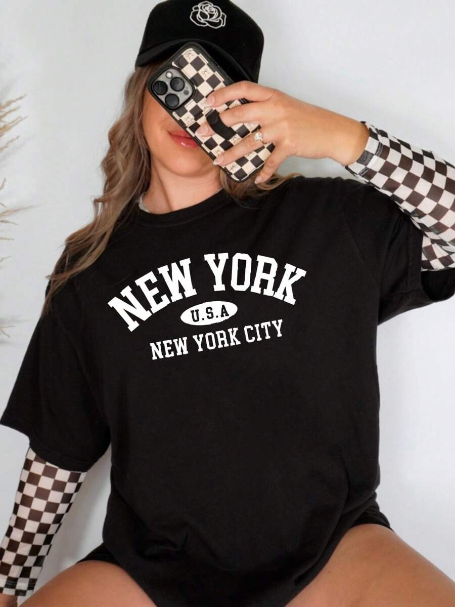 1 Piece 180g Women's T-Shirt, Men's T-Shirt, Casual Cotton Crew Neck T-Shirt. Women's Sports T-Shirt. Designed By Y2K Artists In The Bababask Style, Made From 100% Pure Cotton. Creative Cartoon Pattern Design, Comfortable Short Sleeves - 黑色2 - 查看 1